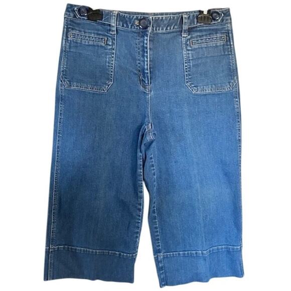 Talbots Womens Relaxed Fit Wide Leg Blue Skimmer Mid Rise Stretch Jeans, size 10 - Picture 1 of 5